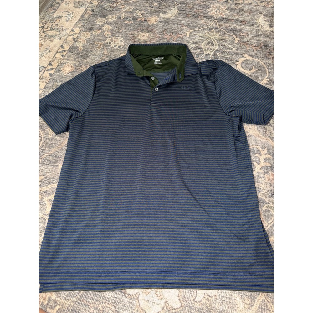 Good Good Golf Striped Polo Blue Green